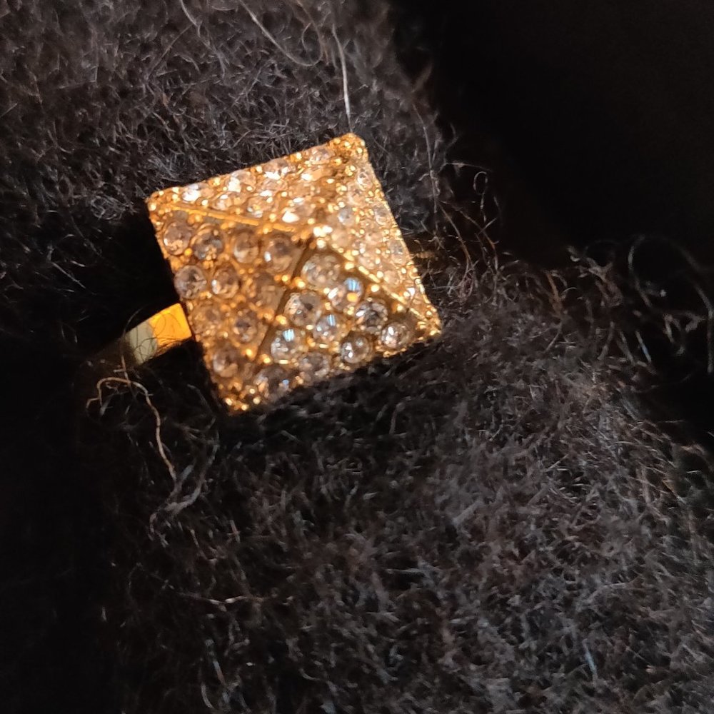 Vince Camuto Pyramid Rhinestone Goldtone Ring